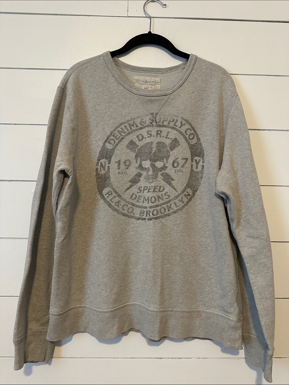 RARE!!!! Denim & Supply Co. Gray Graphic Crewneck Sweatshirt